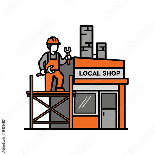 Mechanic Working on Local Shop Equipment.