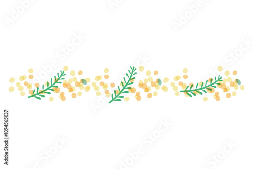 ミモザの透け感ボタニカル｜ミモザのヘッダーとフッター / Mimosa Header and Footer Botanical Design