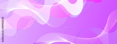 Creative purple background with white fluid waves and digital line patterns for technology or music themes