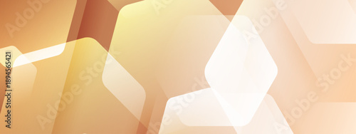 Luxury golden background featuring overlapping translucent hexagonal shapes with soft light effects and elegant geometric pattern for corporate identity
