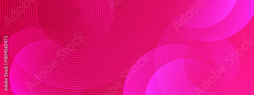 Fotografía Bright magenta background with overlapping concentric lines and circular shapes