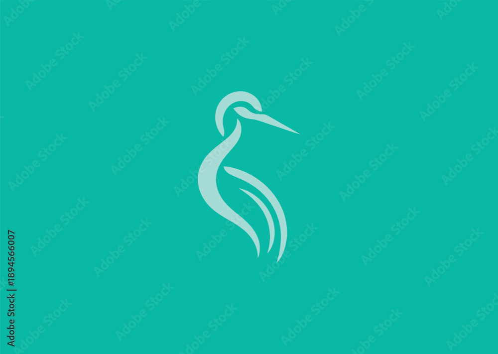 Fototapeta premium Simple abstract heron logo for elegance, balance, and nature-inspired branding.