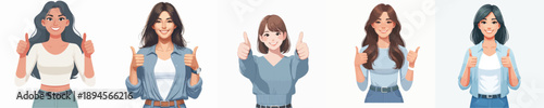 VECTOR OF A WOMAN RAISING THUMBS UP ON A WHITE BACKGROUND FLAT DESIGN
