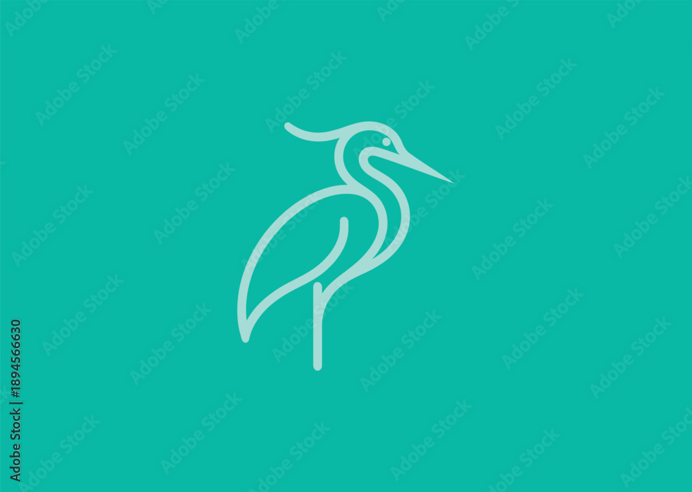 Fototapeta premium Simple abstract heron logo for elegance, balance, and nature-inspired branding.