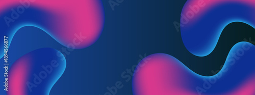 Abstract futuristic background with organic fluid shapes and vibrant blue pink neon glow for trendy designs