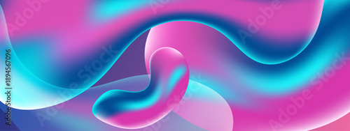 Vibrant 3D wavy shapes in magenta pink and cyan blue gradient colors