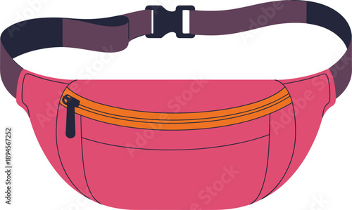 Pink Fanny Pack With Zipper And Buckle On White Background bum bag waist bag