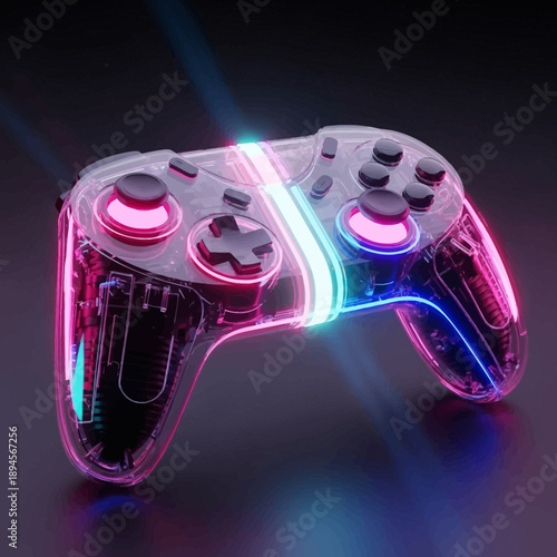 Transparent gaming controller with neon lights for immersive gaming experience