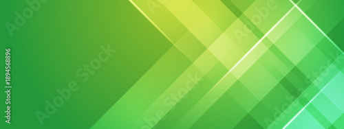 Futuristic green digital mesh with overlapping diagonal transparency and bright neon light effects for tech headers