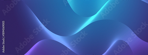 Digital flowing ribbon lines with neon gradient transition on dark space