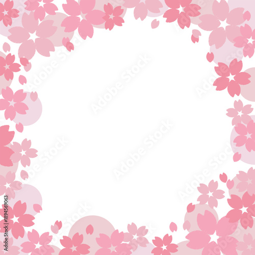 Cute Japanese-style cherry blossom frame. It is decorated with material. It is square. It is pink.