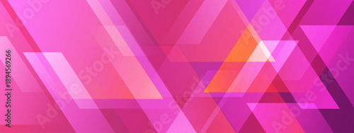Vibrant and feminine abstract background with overlapping transparent pink and magenta triangles and geometric shapes for creative design