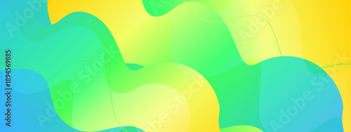 Abstract nature inspired fluid wave background with green yellow and cyan organic shapes for eco friendly design