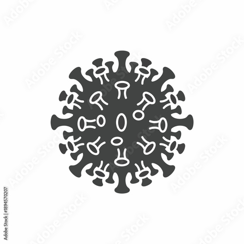 Gray Coronavirus Icon on White Background