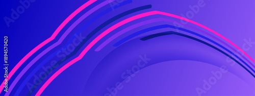 Deep blue and purple abstract background with curved geometric neon lines and dark gradient