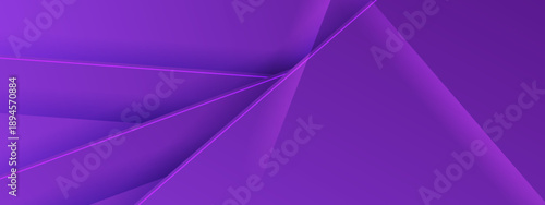 Futuristic purple geometric composition with neon light edges and professional layering