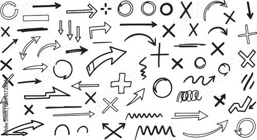 Collection of various arrows and symbols illustrating different directions and concepts Vector