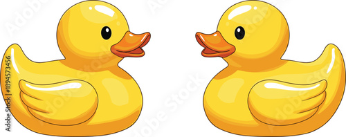 Two Yellow Rubber Ducks Facing Each Other bath toy yellow duck