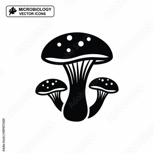 Black and White Mushroom Vector Icon