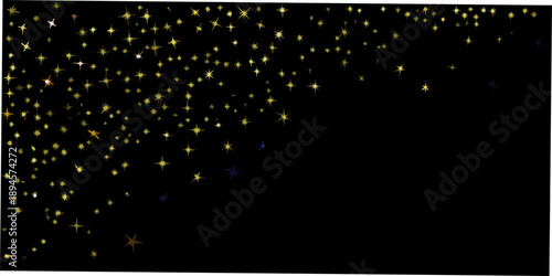 A dark background filled with numerous glittering golden and blue stars