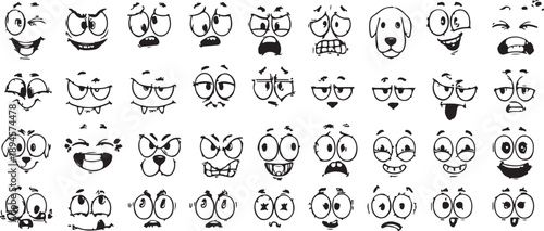 Collection of diverse and expressive cartoon faces Vector