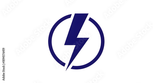 Free Download A minimalist dark blue lightning bolt icon centered inside a thin circular frame on a clean white background - GFXLoad