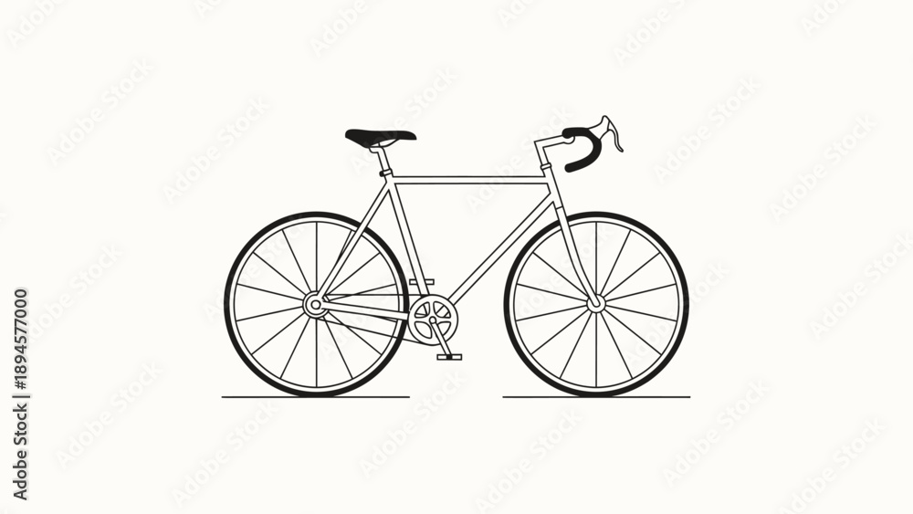 Fototapeta premium Minimalist black and white illustration of a classic road bicycle.