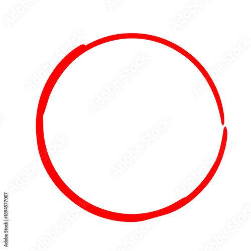Free Download Red Hand Drawn Thin Circle Frame, Minimal Abstract Round Border, Simple Sketch Marker Ring for Logo or Text Highlighting Design - GFXLoad