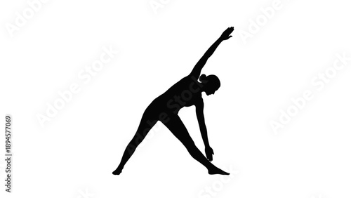Silhouette of person performing side stretch exercise for fitness and flexibility.