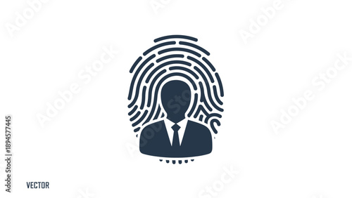 Businessman silhouette with fingerprint security concept illustration.