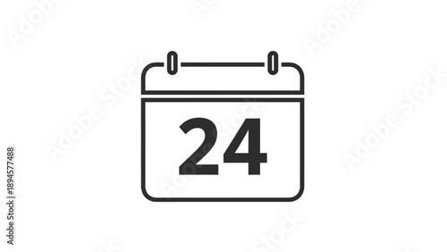 Calendar icon displaying the number twenty-four in black and white design.