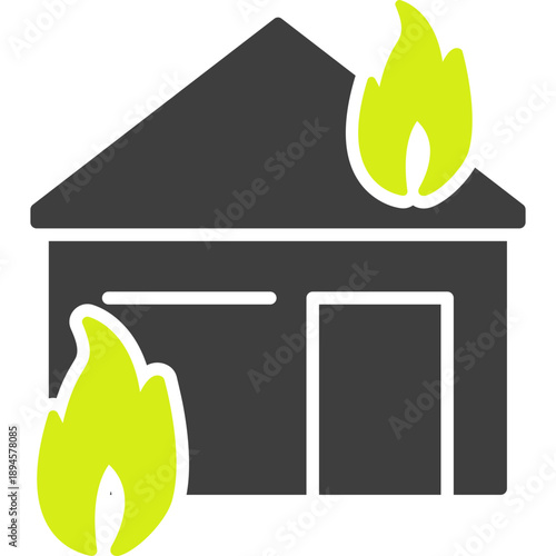 Unique Fire Consuming House Vector Icon