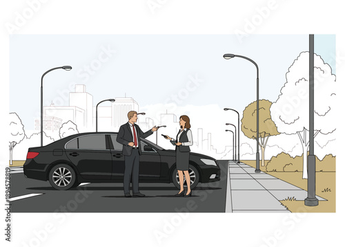 Modern Residential Community Scene with People Walking – Urban Architecture Landscape Design