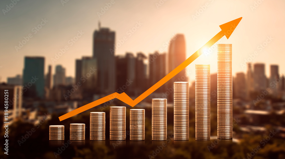 Obraz premium Real Estate Investment Growth in Modern Cityscape 
