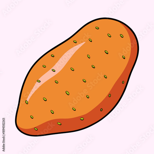 Illustration of a cartoon sweet potato with a smooth orange skin