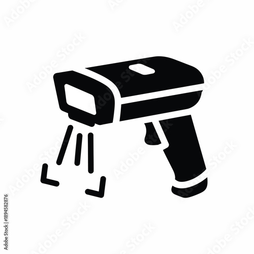 Handheld scanner device emitting laser beams for data capture in retail and logistics operations simplified icon representation