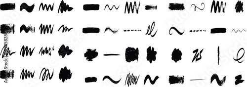 A simple black vector illustration showing a hand-drawn set of grass silhouettes in a sketchy vintage style