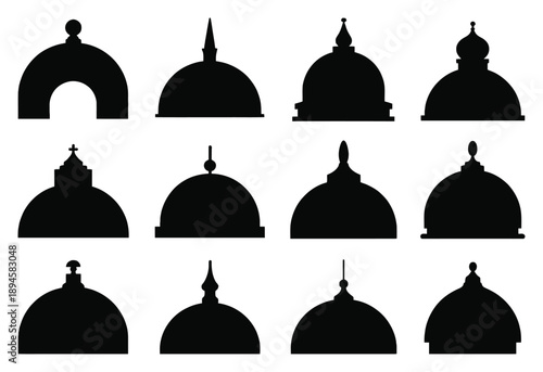 Collection of Silhouetted Architectural Domes and Cupolas