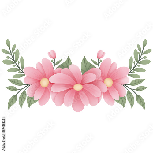 pink flowers on white