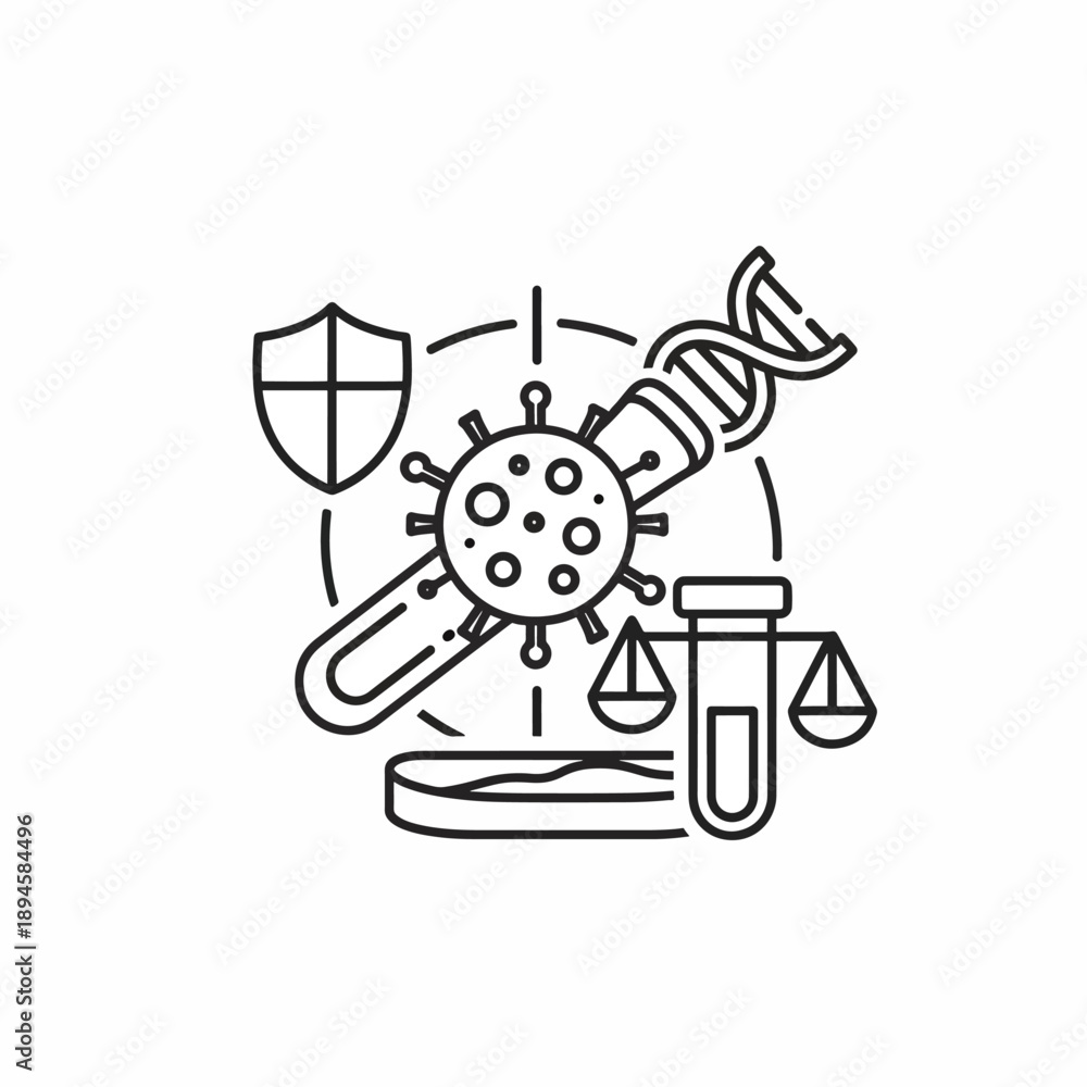 Obraz premium Medical Research And Legal Considerations Line Icon