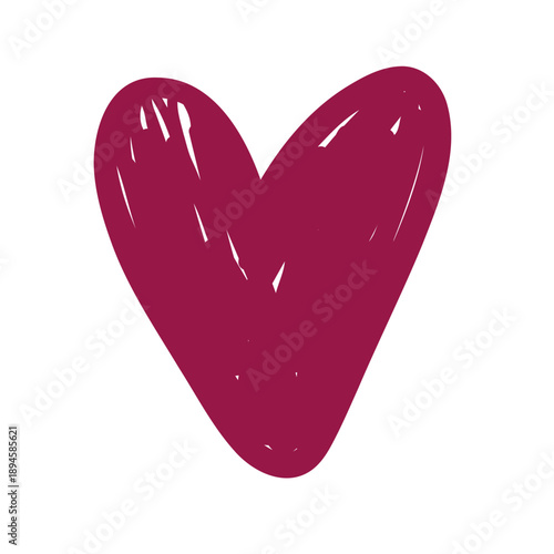 Hand drawn red heart vector illustration.