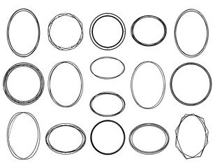 Black hand-drawn ellipse and oval shapes in various styles