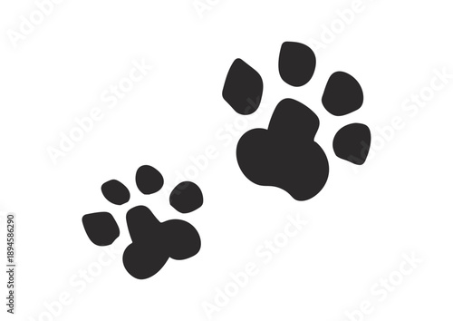Black animal footprints walking path, dog or cat tracks vector