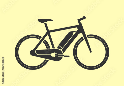 Vector illustration of a bicycle viewed from the side on a pale yellow background