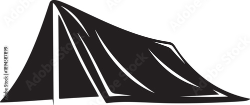 Simple Black Tent Illustration on White Background Image