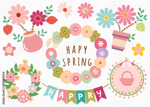 Celebrate the arrival of spring with colorful floral decorations Vector