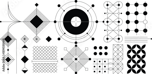Abstract geometric patterns and shapes with dots and lines design collection