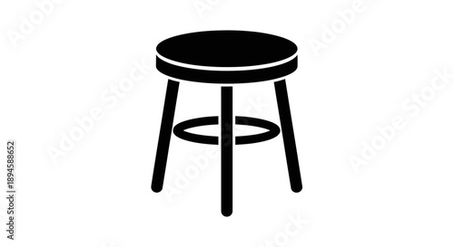 Black round stool icon representing seating furniture in a simple flat silhouette design.
