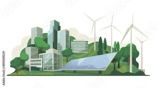 Stylized flat vector illustration of a friendly abstract character with rounded shapes and a cheerful demeanor, perfect for modern web design and playful branding.