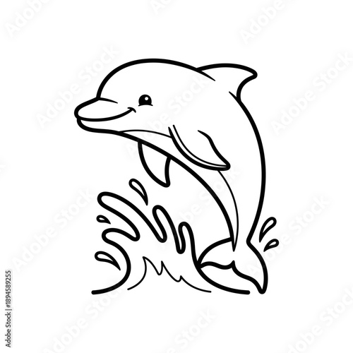 Dolphin Jumping Out of Water Illustration.